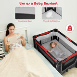 4-in-1 Convertible Portable Baby Play yard with Toys and Music Player-Red