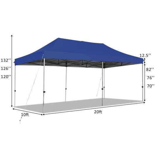 10 x 20 Feet Adjustable Folding Heavy Duty Sun Shelter with Carrying Bag-Blue