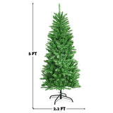 5 Feet PVC Hinged Pre-lit Artificial Fir Pencil Christmas Tree with 150 Warm White UL-listed Lights-5 ft