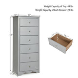 6 Drawers Chest Dresser Clothes Storage Bedroom Furniture Cabinet-Gray