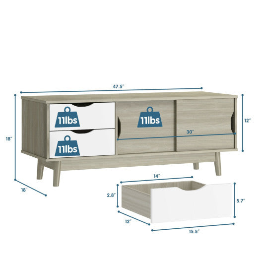 TV Stand for TV up to 60" Media Console Table Storage with Doors-Gray