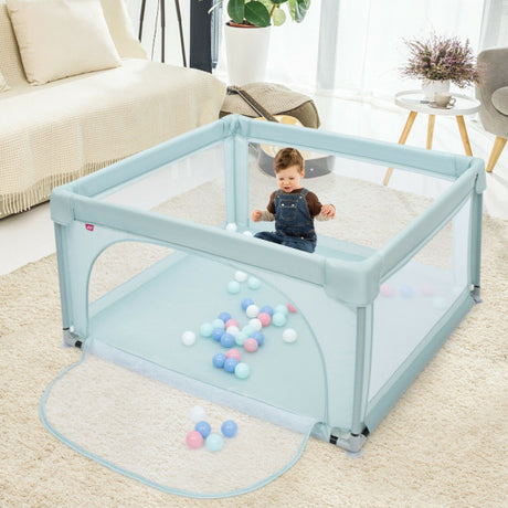 Large Safety Play Center Yard with 50 Balls for Baby Infant-Blue