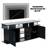 63" TV Entertainment Console Center with 2 Cabinets-Black