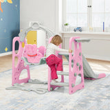 3 in 1 Toddler Climber and Swing Set Slide Playset-Pink