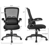 Ergonomic Desk Chair with Lumbar Support and Flip up Armrest-Black