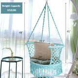 Hanging Hammock Chair with 330 Pounds Capacity and Cotton Rope Handwoven Tassels Design-Turquoise