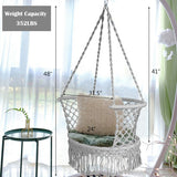 Hanging Hammock Chair with 330 Pounds Capacity and Cotton Rope Handwoven Tassels Design-Gray