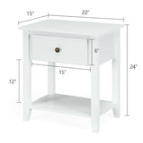 Nightstand with Drawer and Storage Shelf for Bedroom Living Room-Wine