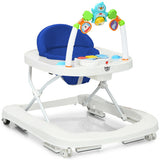 2-in-1 Foldable Baby Walker with Adjustable Heights-Blue