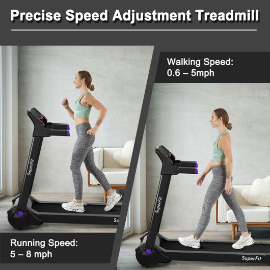 3HP Electric Folding Treadmill with Bluetooth Speaker-Purple