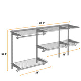 Custom Closet Organizer Kit 3 to 5 Feet Wall-Mounted Closet System with Hang Rod-Gray