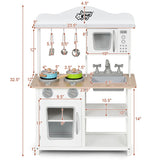 Wooden Pretend Play Kitchen Set for Kids with Accessories and Sink