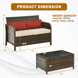 2 Pieces Cushioned Patio Rattan Furniture Set