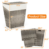 Foldable Handwoven Laundry Hamper with Removable Liner-Gray