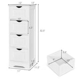 Floor Wooden Free Standing Storage Side Organizer for Bathroom-White