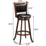 29 Inch Swivel Bar Height Stool Wooden Upholstered Dining Chair