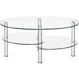 Tempered Glass Oval Side Coffee Table-Transparent