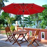 9 Feet Patio Outdoor Market Umbrella with Aluminum Pole without Weight Base-Dark Red