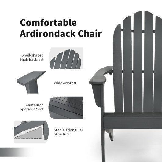 Acacia Wood Outdoor Adirondack Chair with Ergonomic Design-Gray