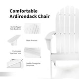 Acacia Wood Outdoor Adirondack Chair with Ergonomic Design-White