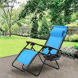 Outdoor Folding Zero Gravity Reclining Lounge Chair-Light Blue