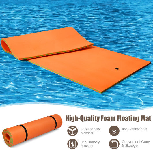 12 x 6 Feet 3 Layer Floating Water Pad-Orange