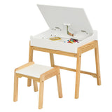Children Activity Art Study Desk and Chair Set with Large Storage Space for Kids Homeschooling-White