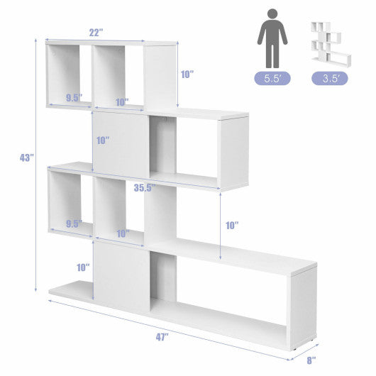 5-Tier Bookshelf Corner Ladder Bookcase with Storage Rack-White
