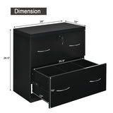 2-Drawer File Cabinet with Lock Hinging Bar Letter and Legal Size-Black