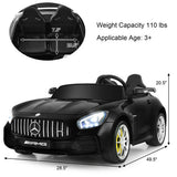 12V Kids Ride On Car Mercedes Benz AMG GTR with Remote and LED Lights-Black