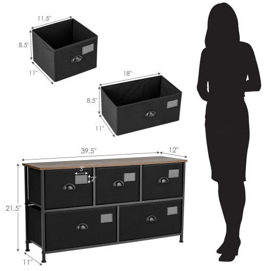 5-Drawer Dresser Storage Organizer Chest Fabric Drawer with Labels