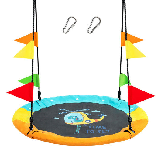 40 Inch Indoor Outdoor Flying Saucer Tree Swing with Hanging Strap