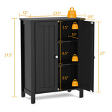 2-Door Bathroom Floor Storage Cabinet Space Saver Organizer-Black