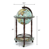 17 Inch Globe Wine Bar Stand 16th Century Italian Map Liquor Bottle Shelf Cart