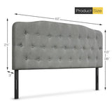 Queen Upholstered Headboard with Adjustable Heights-Light Gray