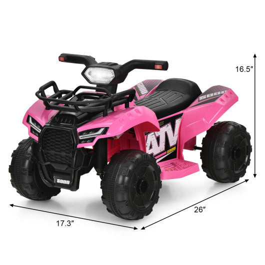 6V Kids ATV Quad Electric Ride On Car with LED Light and MP3-Pink