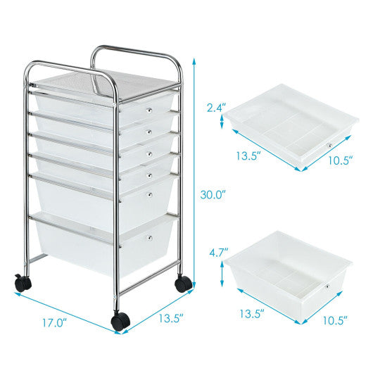 6 Drawers Rolling Storage Cart Organizer-Clear