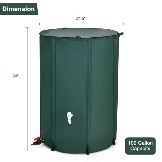 100 Gallon Portable Rain Barrel Water Collector Tank with Spigot Filter