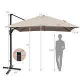 10 x 13 Feet Rectangular Cantilever Umbrella with 360° Rotation Function-Brown