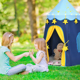 Indoor Outdoor Kids Foldable Pop-Up Play Tent with Star Lights Carry Bag-Blue