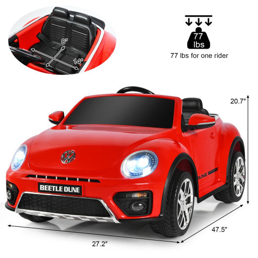 12V Licensed Volkswagen Beetle Kids Ride On Car with Remote Control-Red
