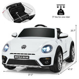 12V Licensed Volkswagen Beetle Kids Ride On Car with Remote Control-White