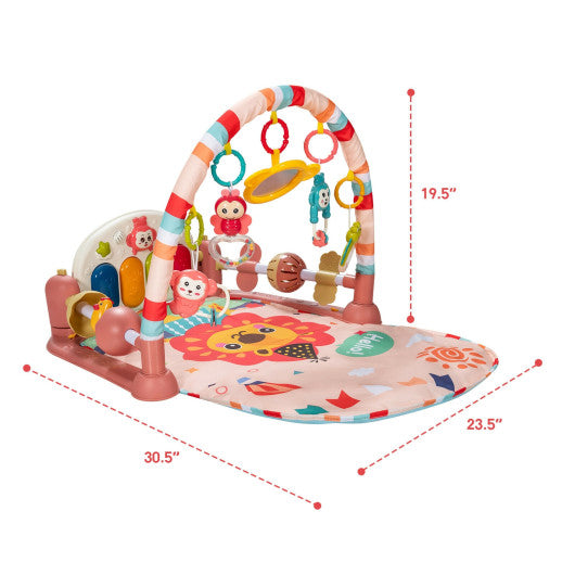 Baby Kick and Play Gym Mat Activity Center with Detachable Piano for Bedroom-Pink