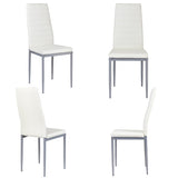 4 pcs PVC Leather Dining Side Chairs Elegant Design -White