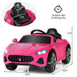 12V Kids Ride-On Car with Remote Control and Lights-Pink