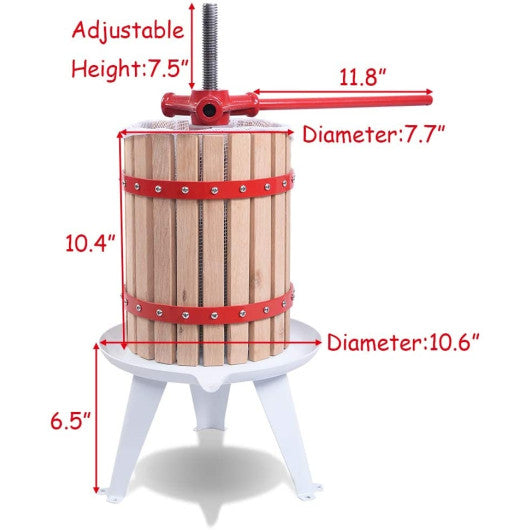 1.6 Gallon Fruit Wine Press Cider Juice Maker Tool