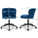 Velvet Leisure Office Chair with Adjustable Height-Blue