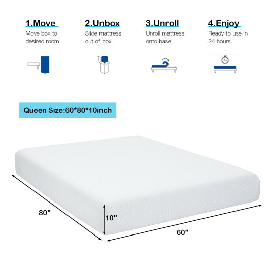 10 Inch Air Foam Pressure Relief Bed Mattress with Jacquard Soft Cover-Queen Size