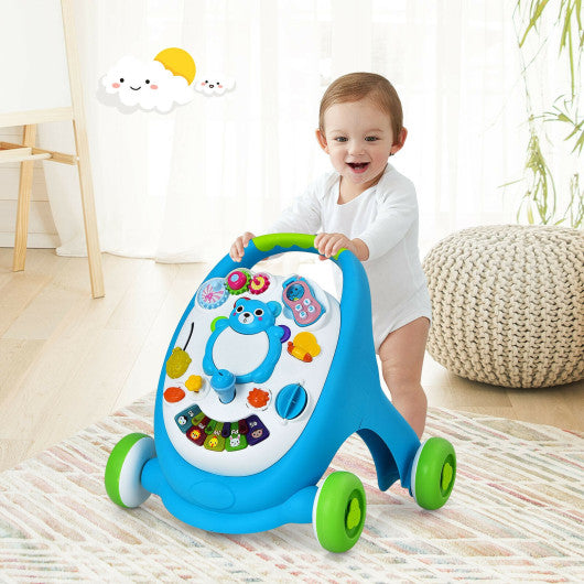 Sit-to-Stand Toddler Learning Walker with Lights and Sounds-Blue