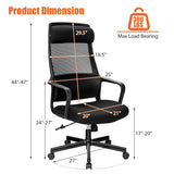 Adjustable Mesh Office Chair with Heating Support Headrest-Black